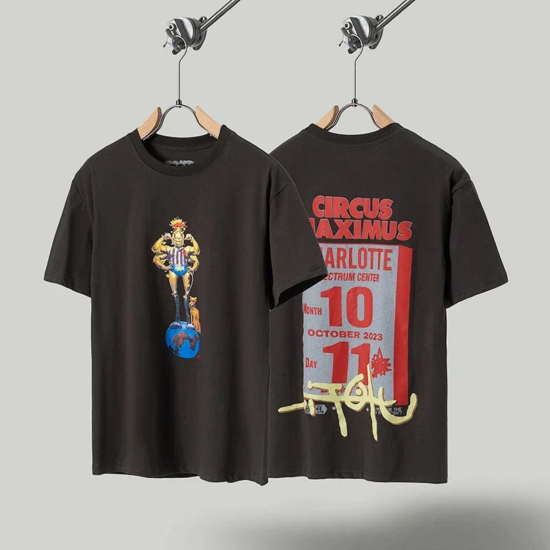 Travis Scott Black Front Cartoon Back Circus Maximus T-Shirt