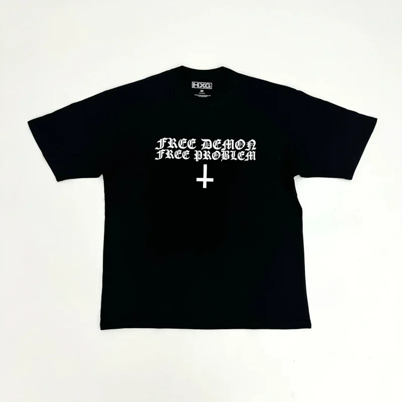 HXG Black T-Shirt: FREE DEMON FREE PROBLEM & Cross