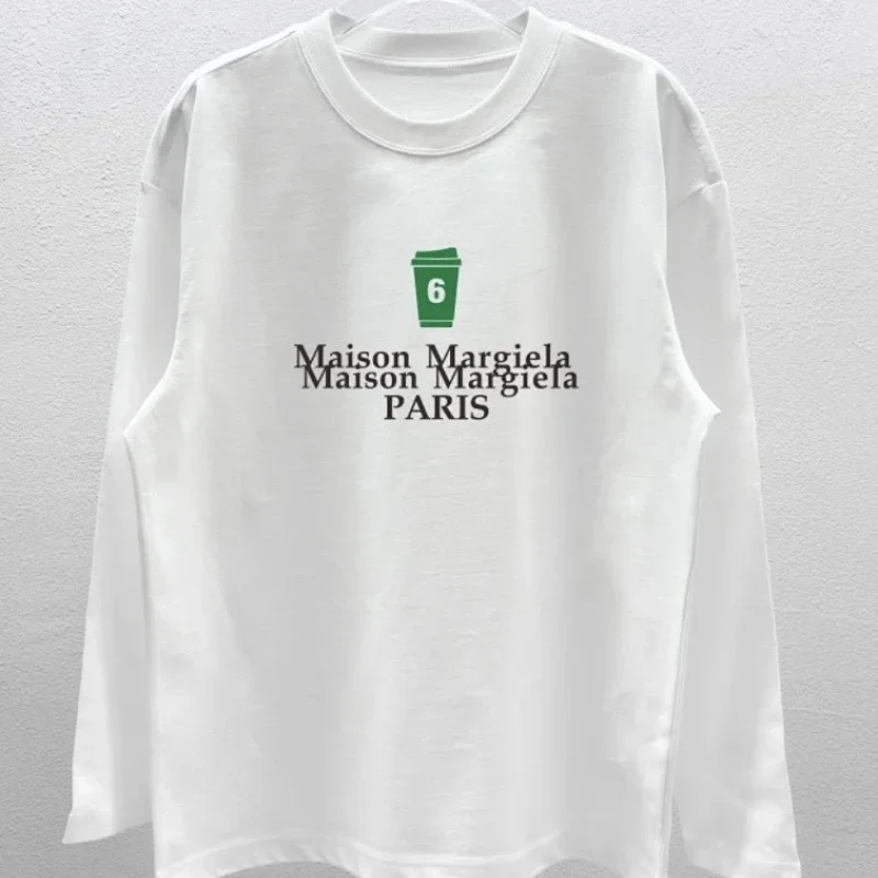 Maison Margiela White T-Shirt Green Coffee Cup Print