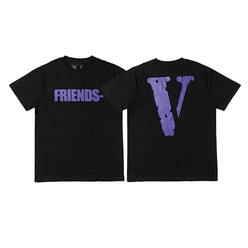 VLONE Black T-Shirt Purple FRIENDS Print