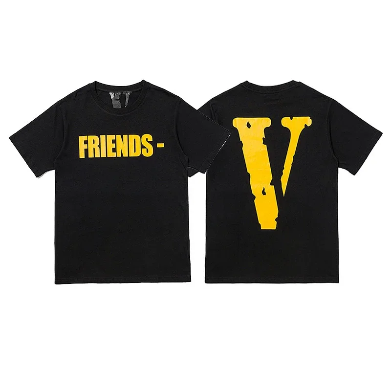 Vlone Black "FRIENDS" T-Shirt with Yellow V Back