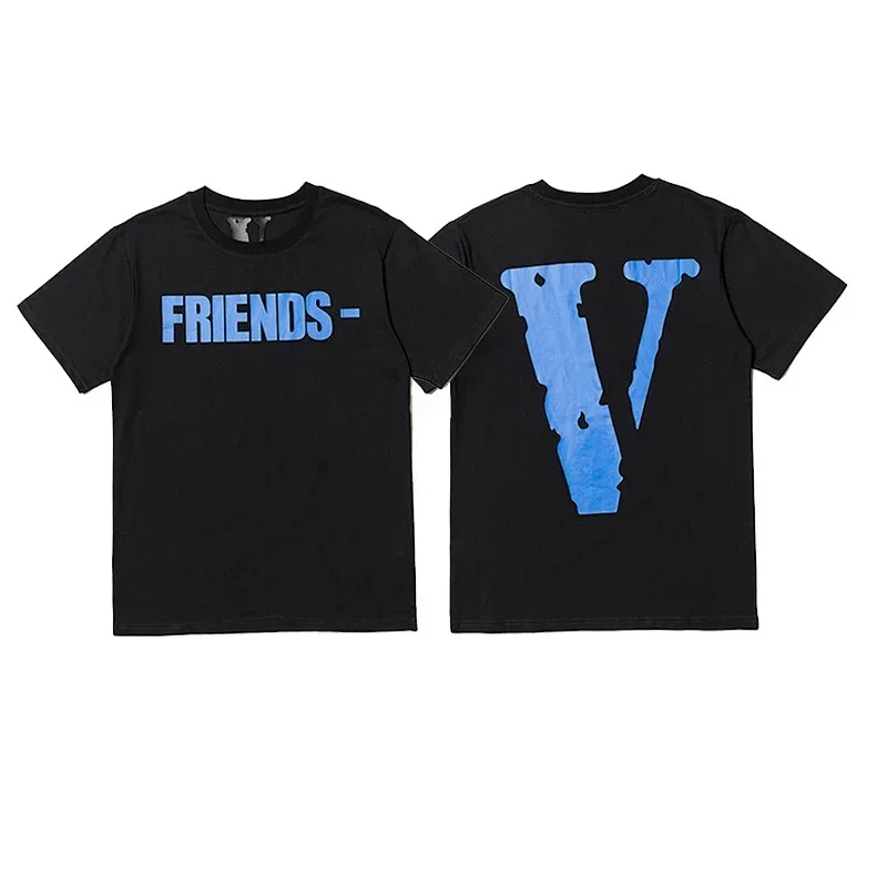 VLONE Black Blue "FRIENDS-" Front Blue "V" Back T-Shirt