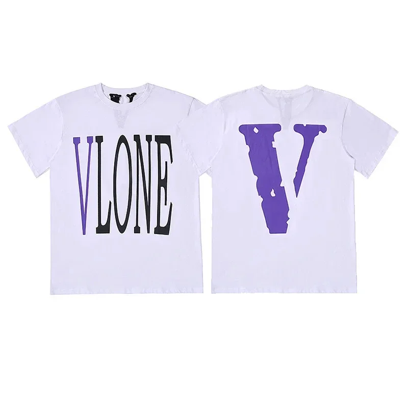 VLONE White Purple Black VLONE Front Purple V Back T-Shirt