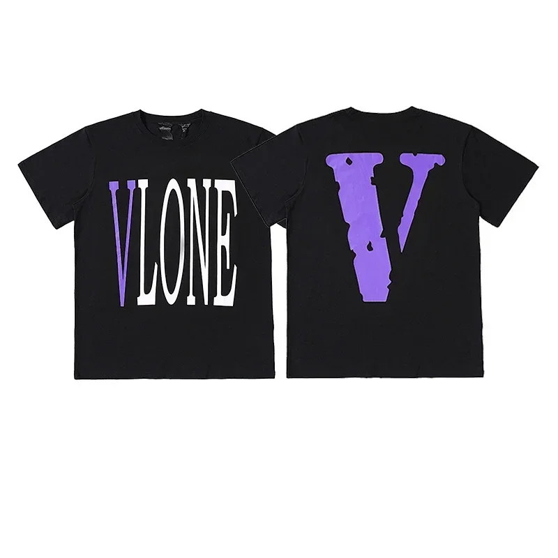 VLONE Black T-Shirt Purple & White Print