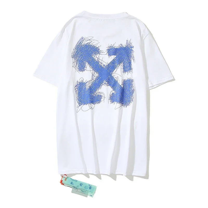 OFF-WHITE White T-Shirt Blue Scribble Arrow