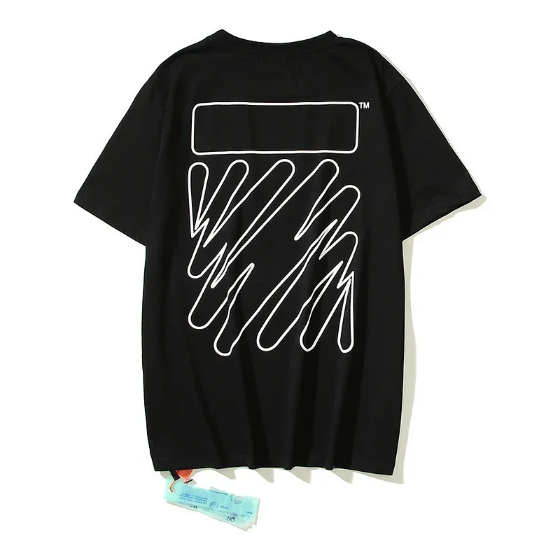 OFF-WHITE Black Back White Line Pattern T-Shirt