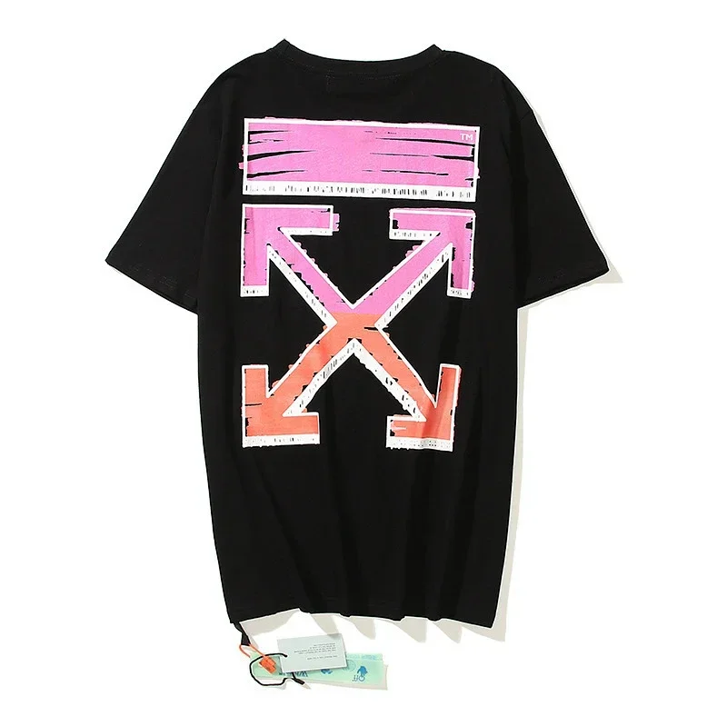 OFF-WHITE Black T-Shirt Pink Orange Arrow Graphic