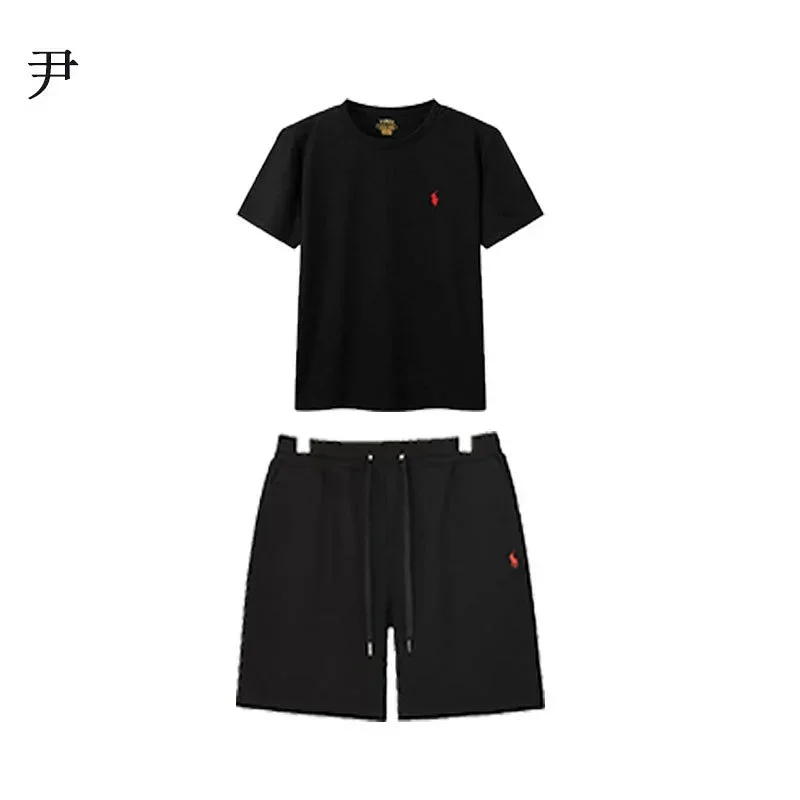 Polo Black Red Pony Embroidery T-Shirt Shorts Set