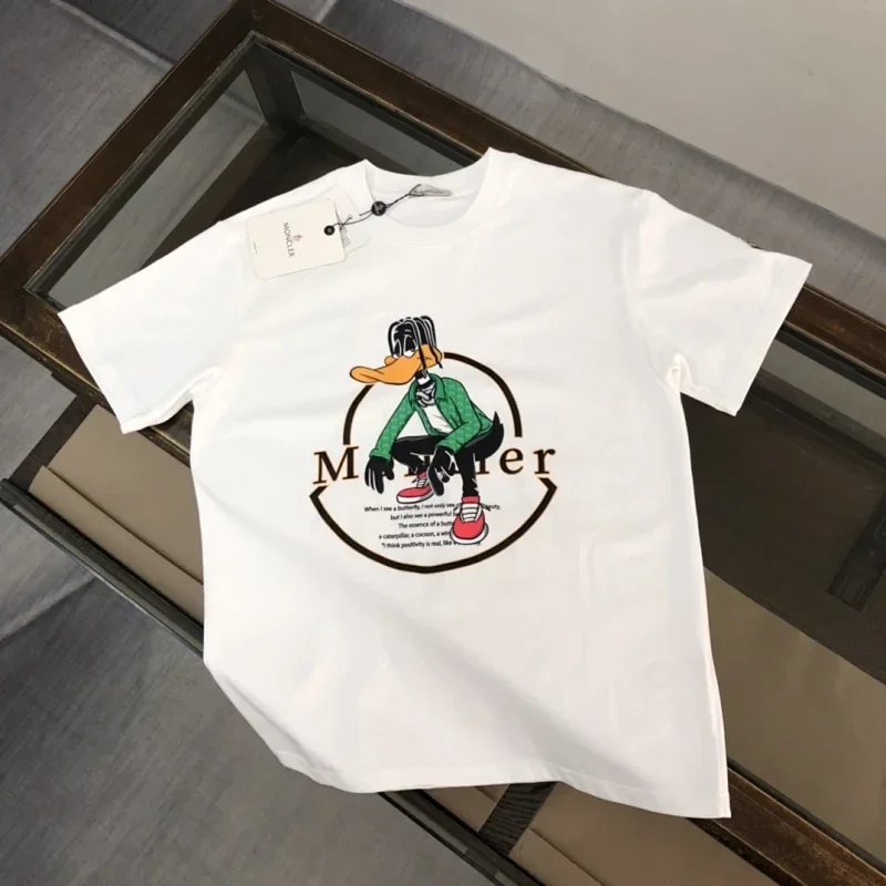 Moncler Duck Print White T-Shirts