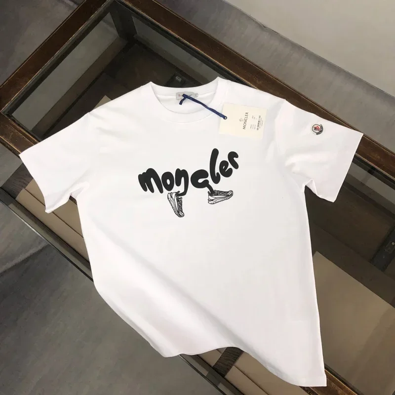 Moncler White T-Shirt with Text & Prints