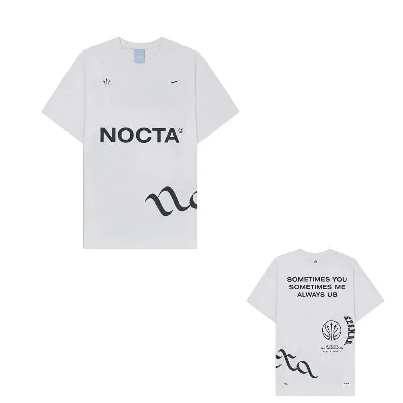 NOCTA White T-Shirt: Front "NOCTA" Print, Back Slogan