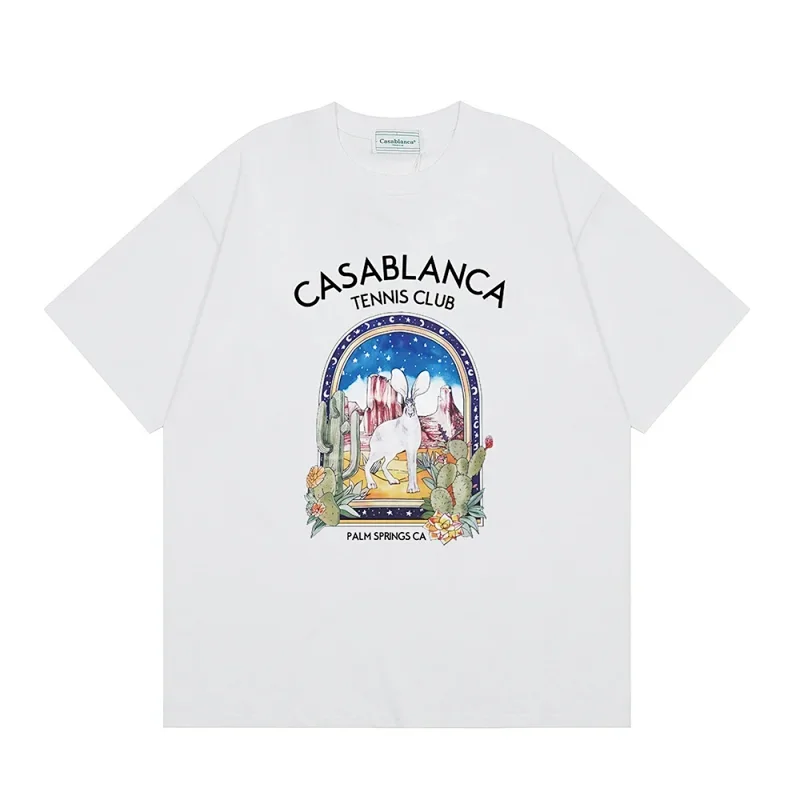 CASABLANCA White Desert Rabbit & Cactus Tee