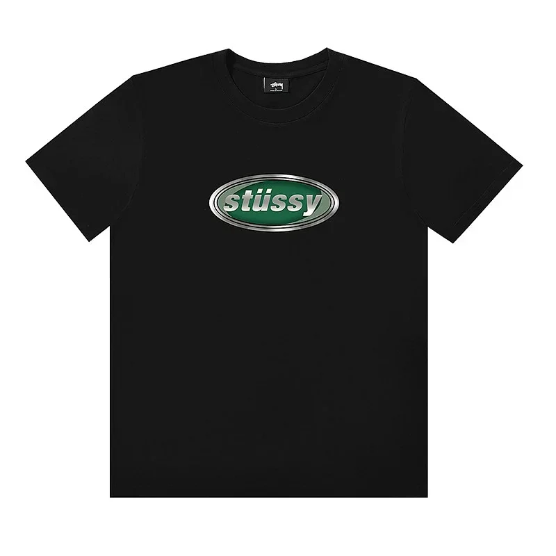 Stussy Black T-Shirt Green Logo