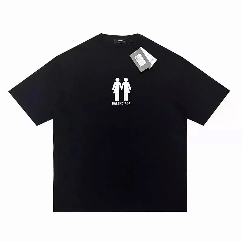 BALENCIAGA Black T-Shirt with Two Figures Logo