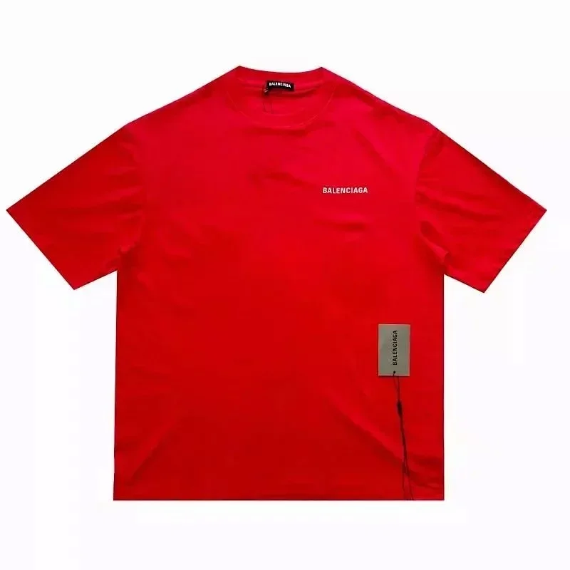 BALENCIAGA Red Balenciaga Logo Brand Tag Detail T-Shirt