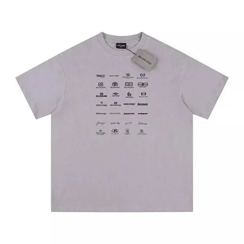 Balenciaga Logo Print Light Gray T-Shirt