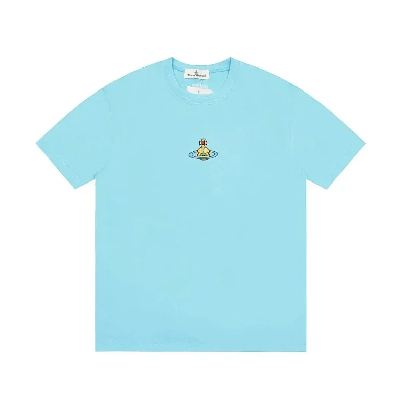 Vivienne Westwood Light Blue Saturn Logo Embroidery T-Shirt