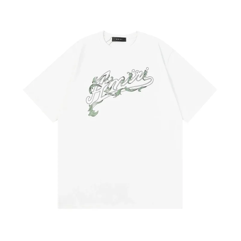 Amiri White T-Shirt with Green Floral