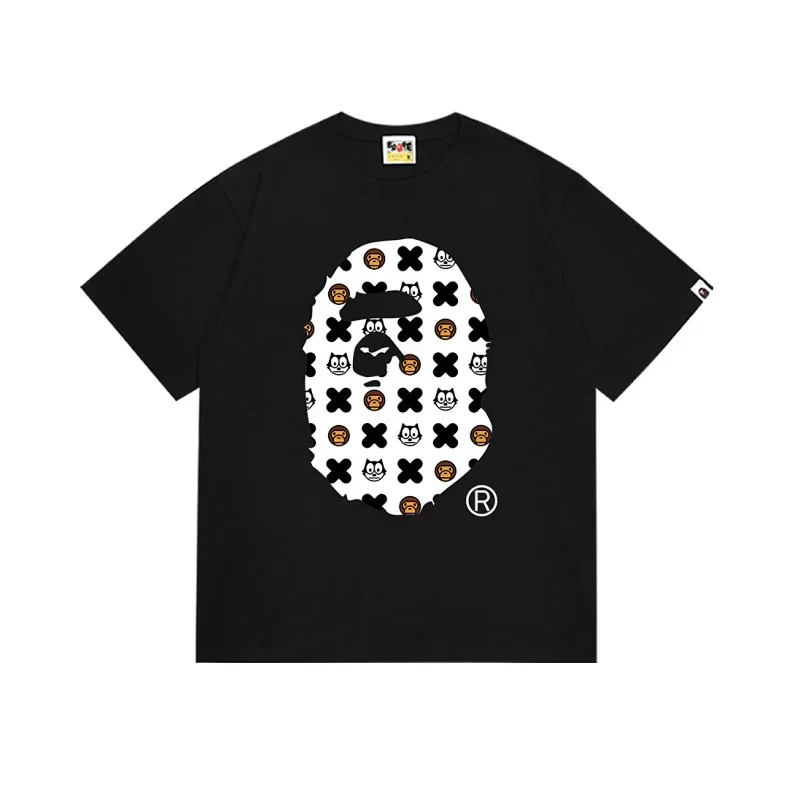 BAPE Black Felix the Cat Ape Head Cross Patterns T-Shirt