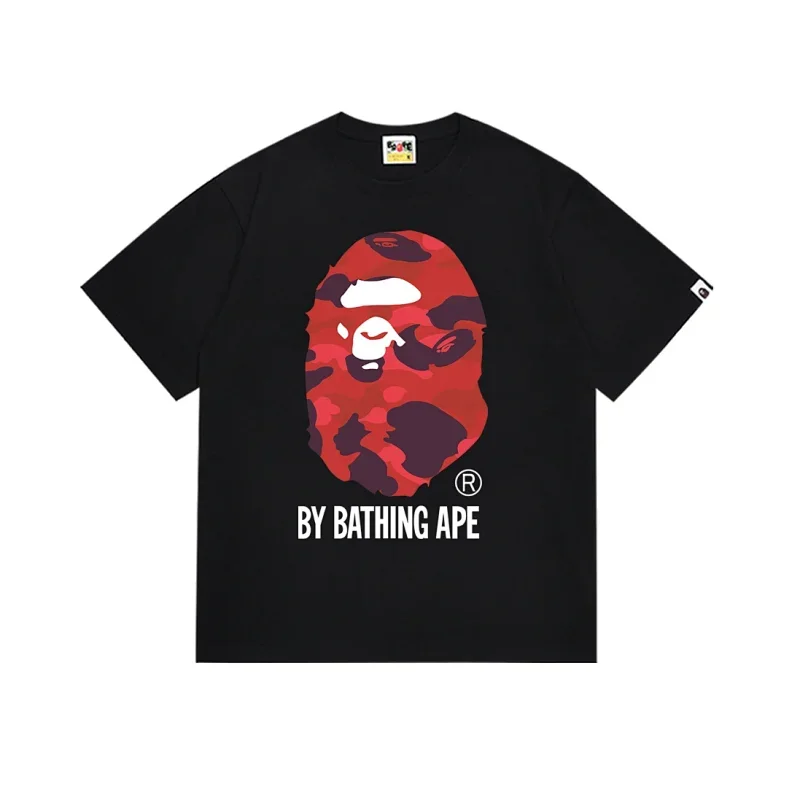 BAPE Black Red Camo Ape Head "BY BATHING APE" T-Shirt