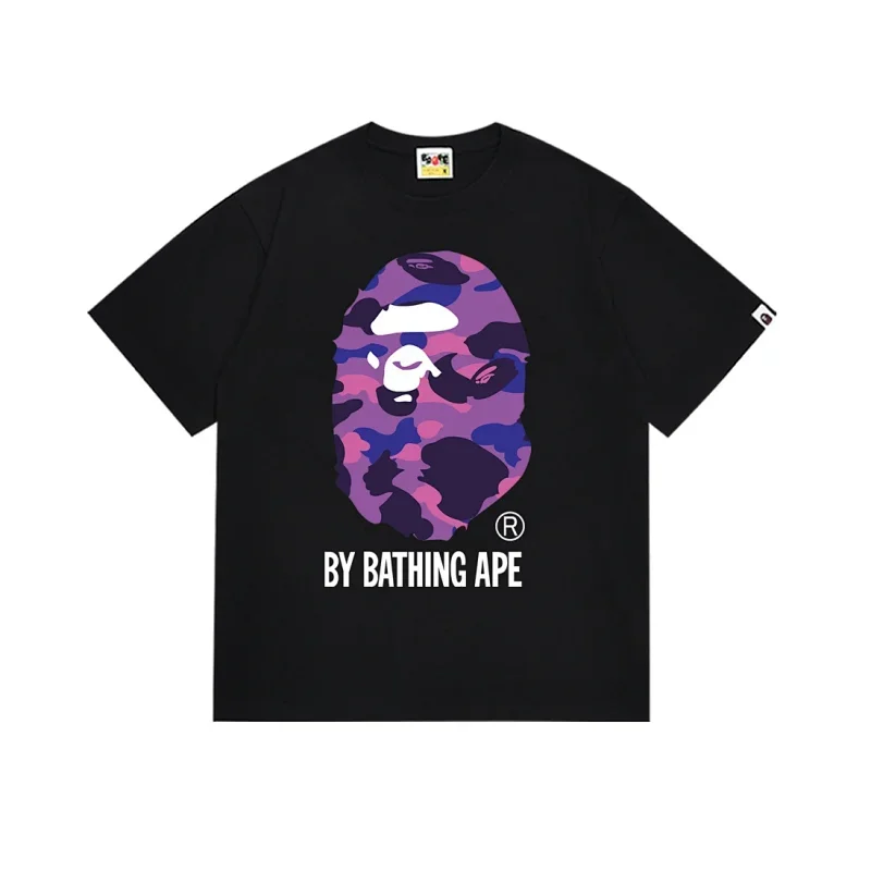 BAPE Black Purple Camouflage Ape Head "BY BATHING APE" T-Shirt