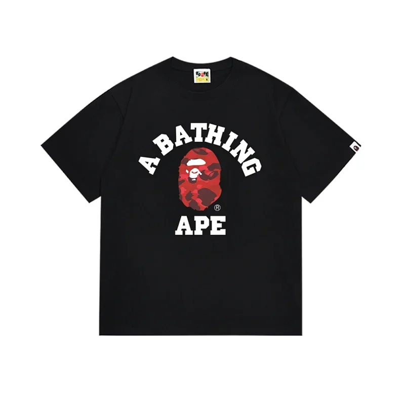 A BATHING APE Red Camo Ape Head T-Shirt