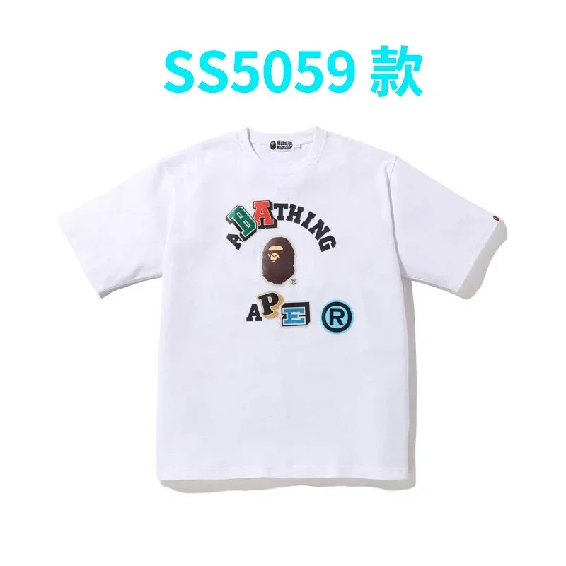 A BATHING APE White T-Shirt: Ape Head & Colorful Letters