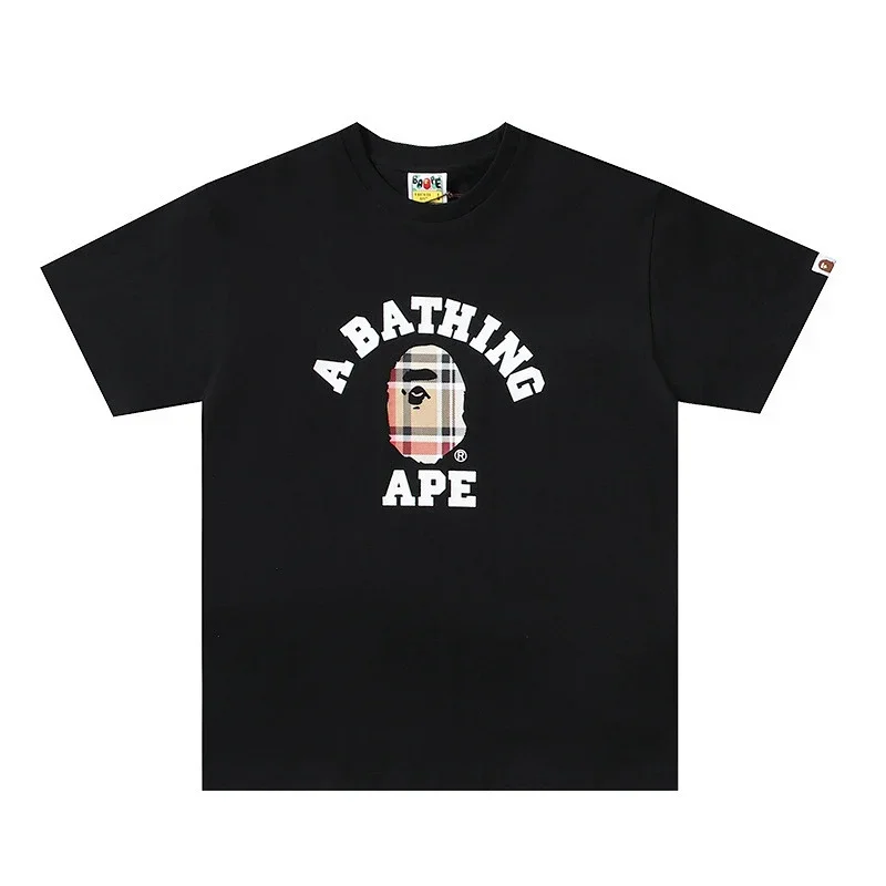 A BATHING APE Black Checkered Ape Head Logo T-Shirt