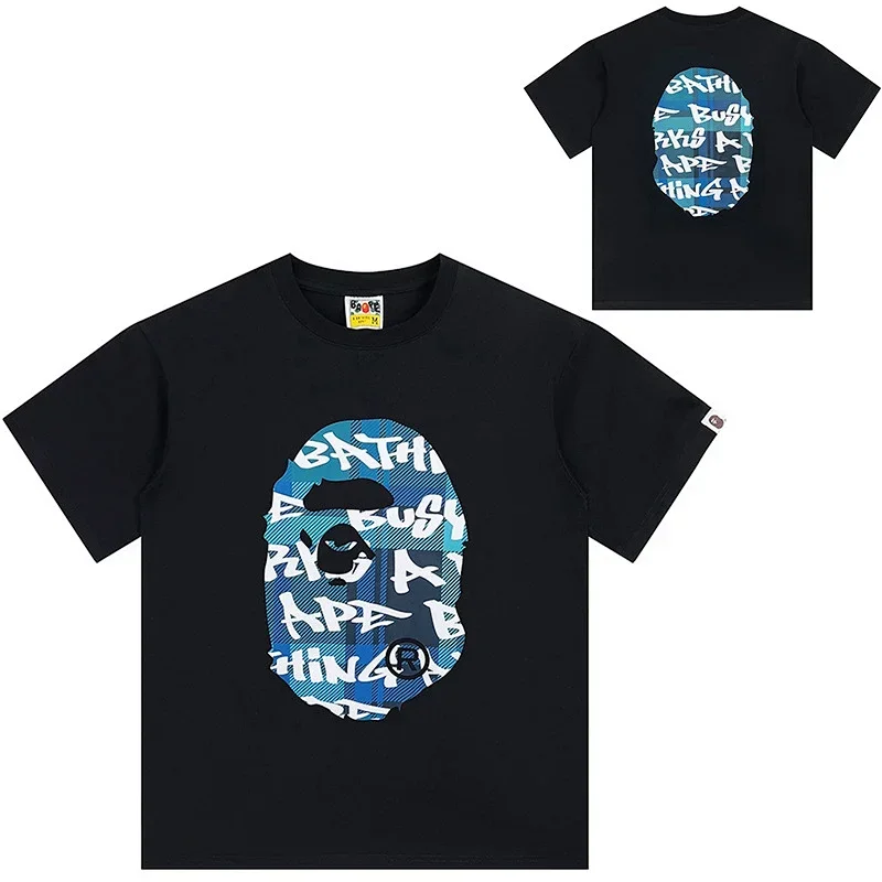 BAPE Black T-Shirt with Blue Graffiti Logo