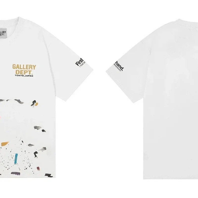 GALLERY DEPT. White Artistic Splash Print Text Details T-Shirt