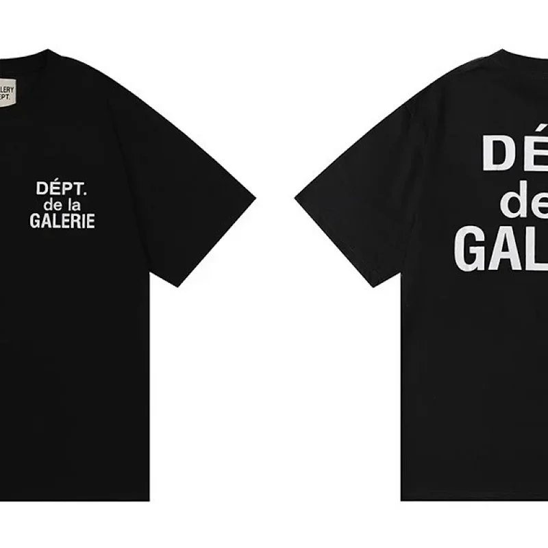 GALERIE Black Front Back White Text Prints T-Shirt