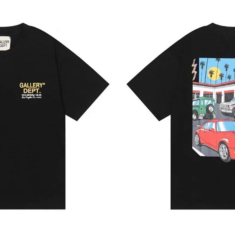 GALLERY DEPT. Black T-Shirt with Car & Palm Tree Graphic