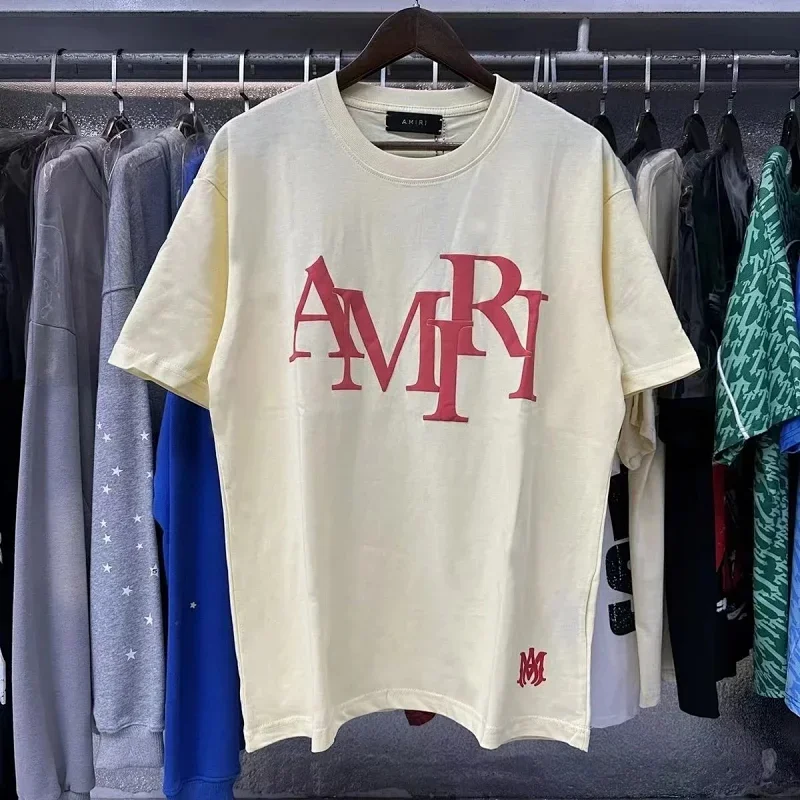 AMIRI Light Yellow T-Shirt with Red Print
