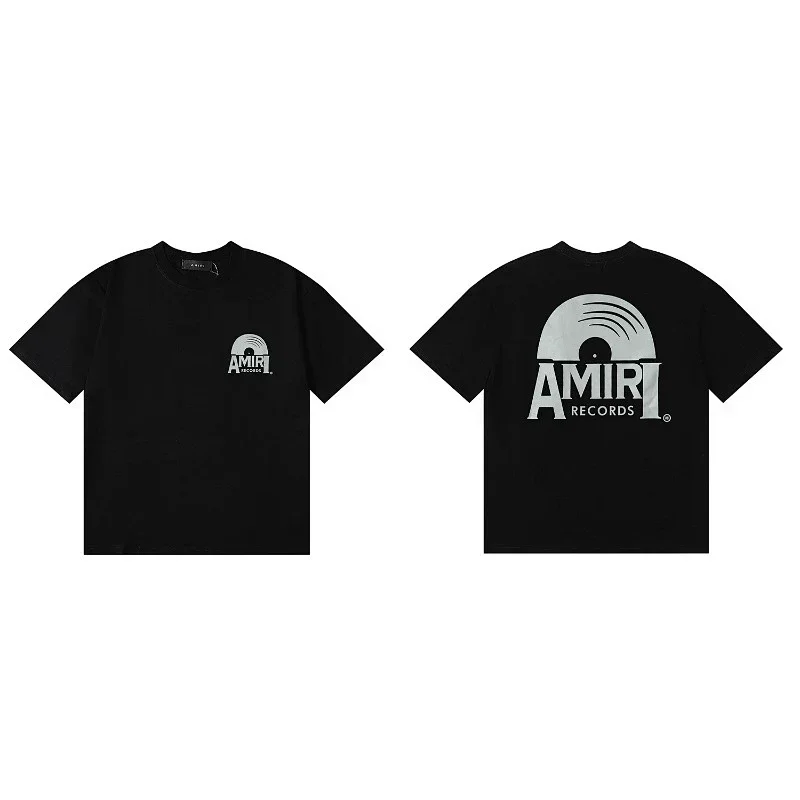 AMIRI Black T-Shirt With Front & Back Records Print
