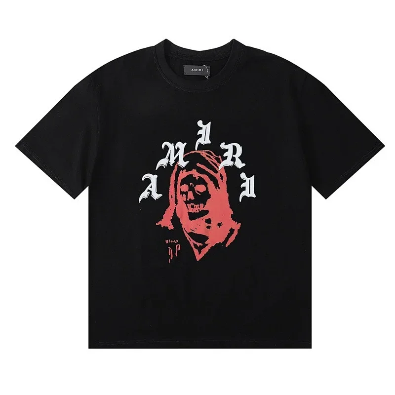 AMIRI Black Red Skull Graphic AMIRI Lettering T-Shirt
