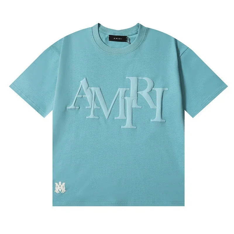 AMIRI Light Blue T-Shirt with 3D Print