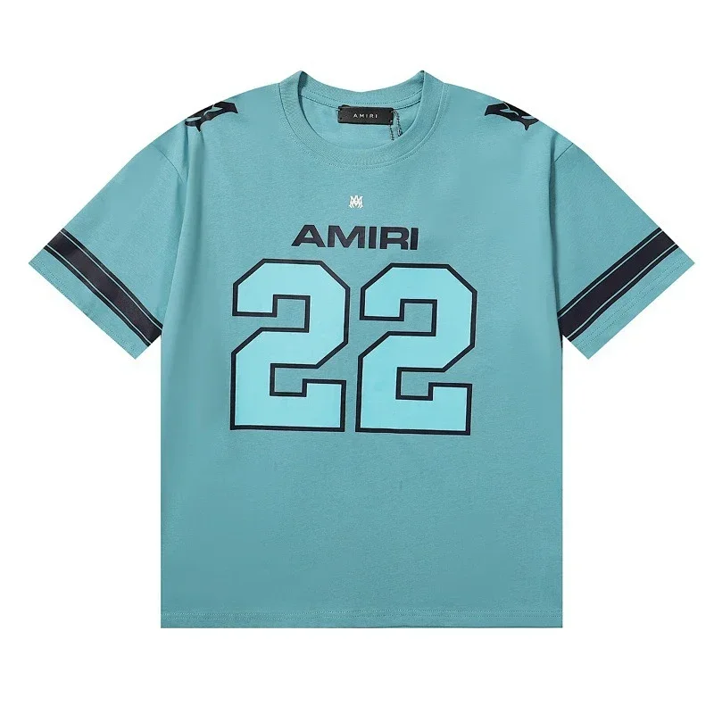 AMIRI Light Blue T-Shirt 22 with Black Stripes