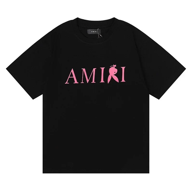 AMIRI Black T-Shirt with Pink Logo