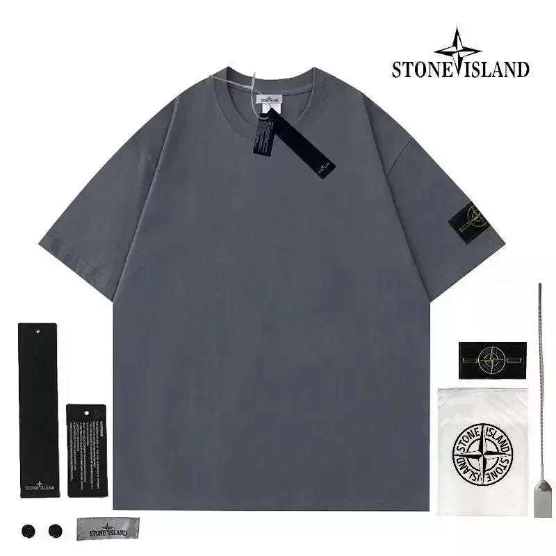 Stone Island Gray T-Shirt Brand-Themed Tags Armband