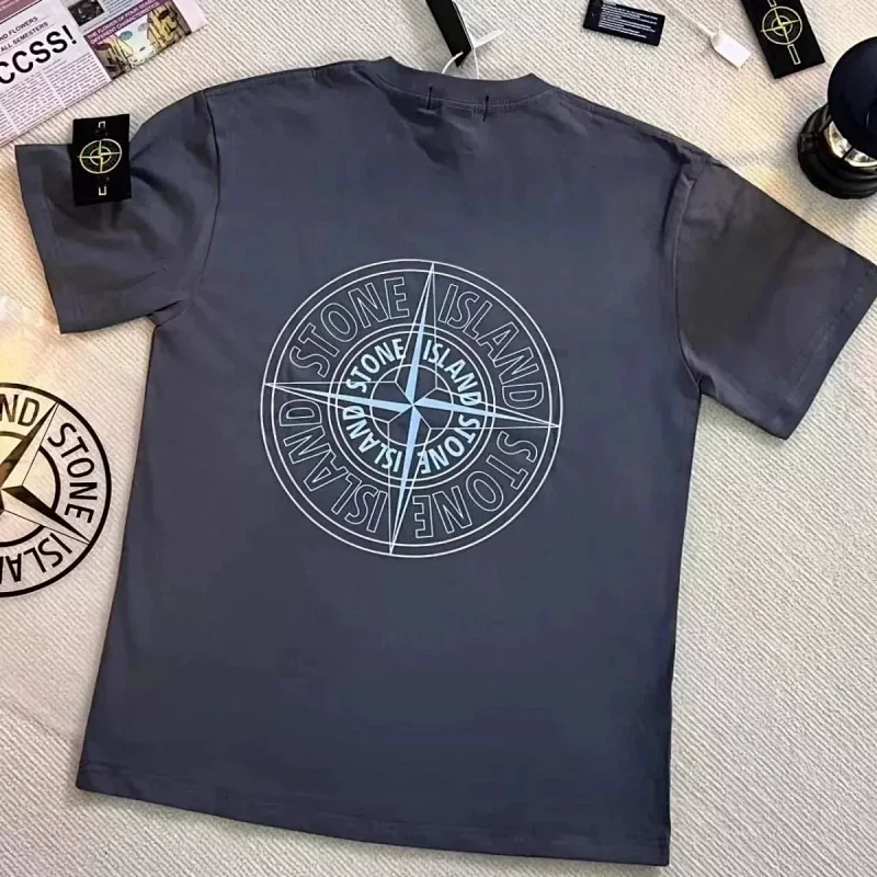 Stone Island Dark Gray T-Shirt with Compass Logo
