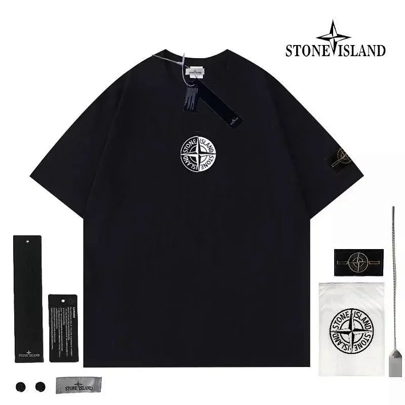STONE ISLAND Black Compass Logo Brand Accessories T-Shirt