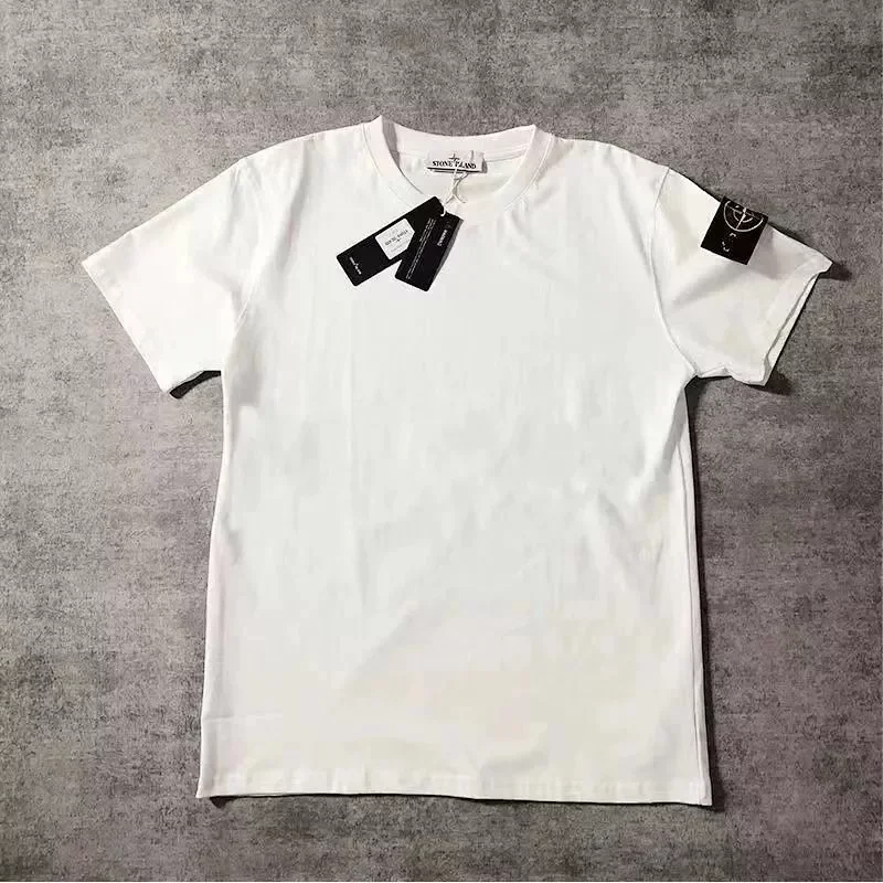 Stone Island White Short-Sleeve Crew-Neck Brand Tags Sleeve Logo T-Shirt