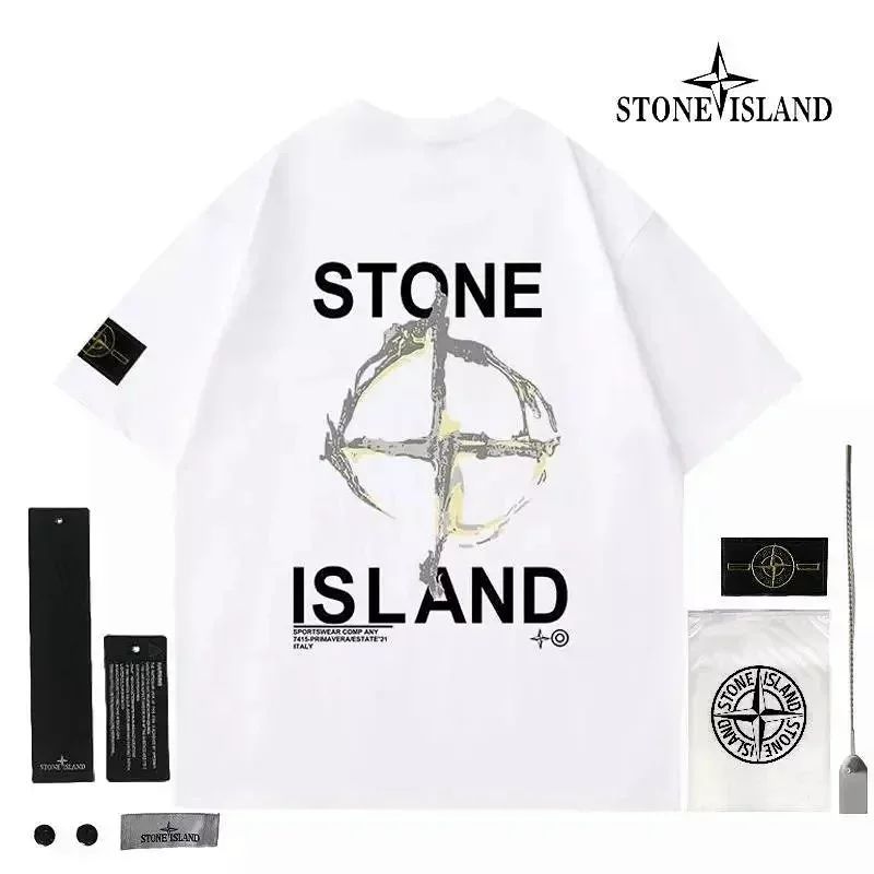 STONE ISLAND White T-Shirt With Back Print