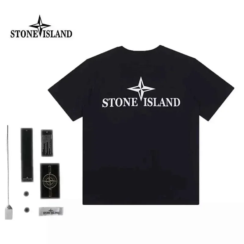 STONE ISLAND Black Logo T-Shirt (Accessories Inc.)