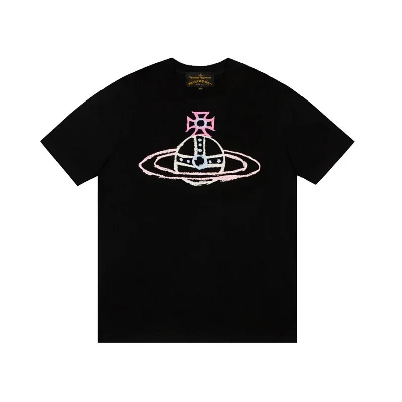 Vivienne Westwood Black Chalk-Style Saturn Cross Graphic T-Shirt