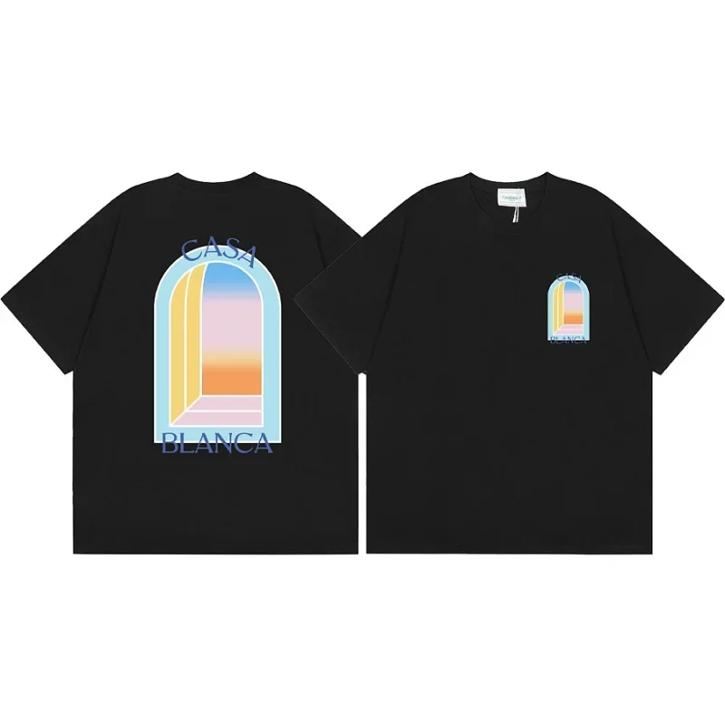 CASA BLANCA Black T-Shirt with Arch Window Print
