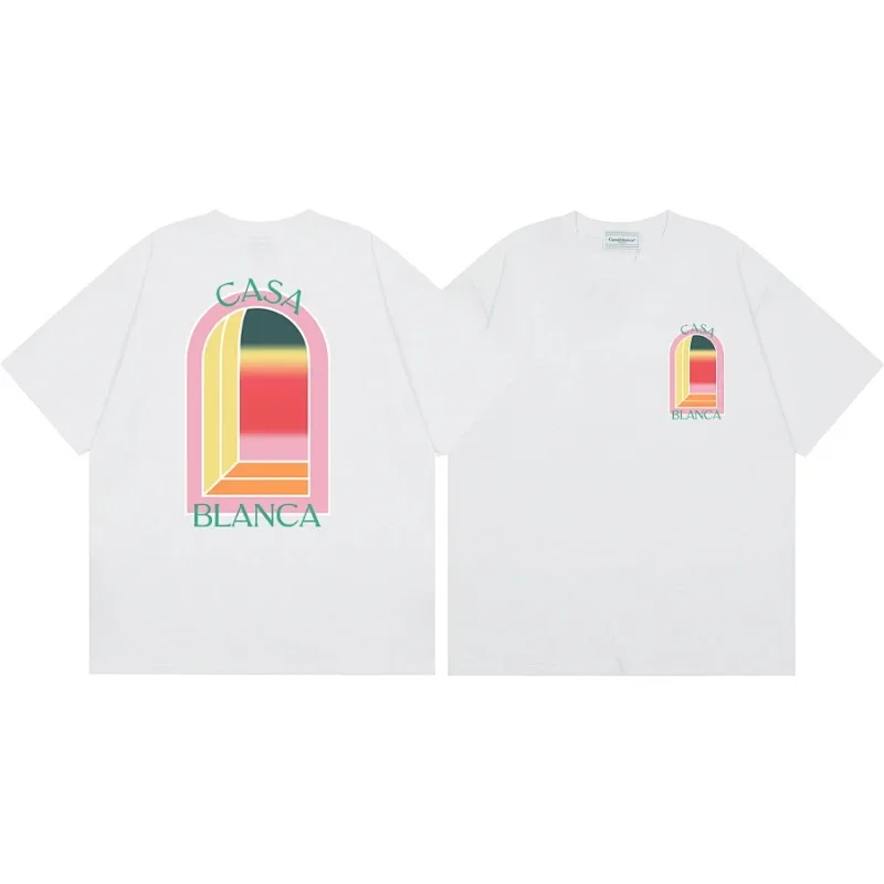 CASA BLANCA White Tee with Arch Gradient Print