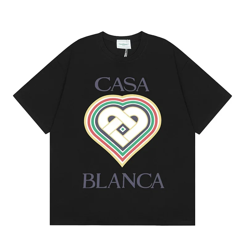 Casa Blanca Black T-Shirt with Heart Pattern