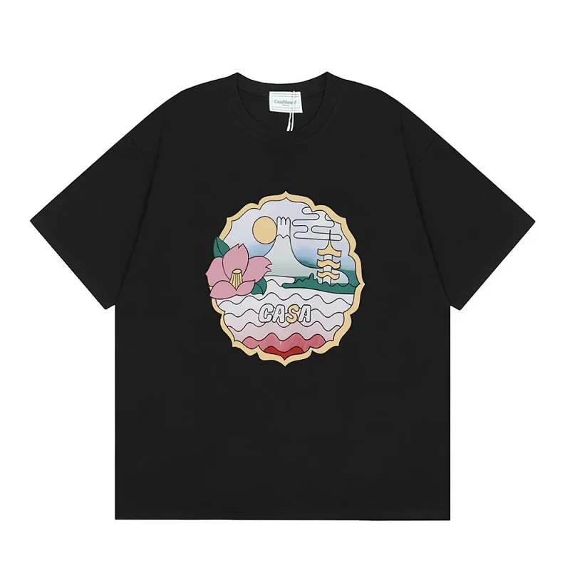 Casablank T-Shirt: Floral Mountain Pagoda & CASA Graphic