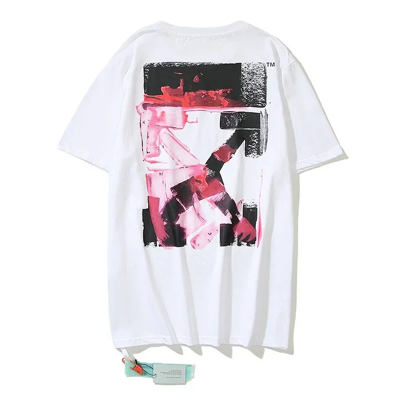 Off-White Abstract Red Black Graphic T-Shirt